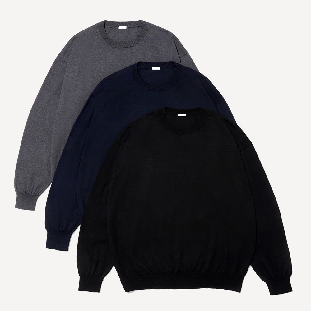Wool Cotton High Gauge Crew Neck Sweater