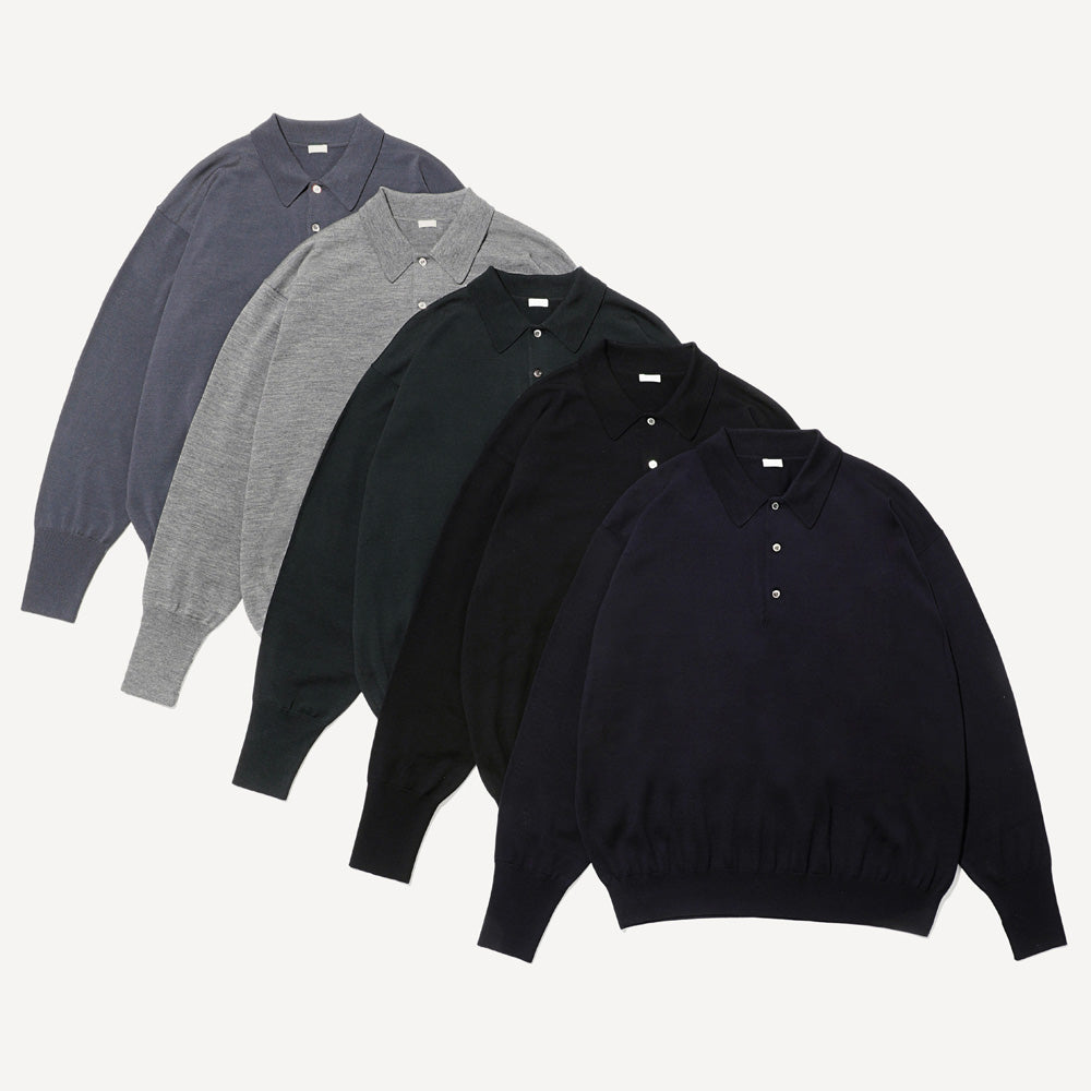 Wool Knit L/S Polo Shirts