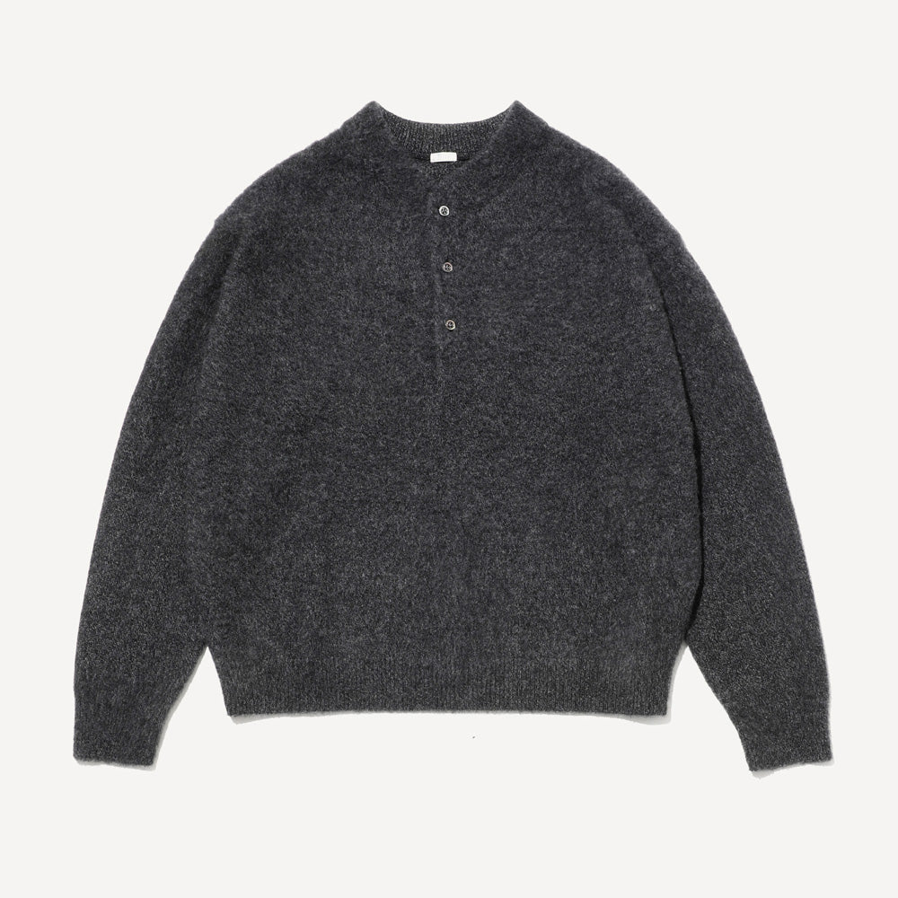 Cashmere Middle Gauge Henley Neck Sweater