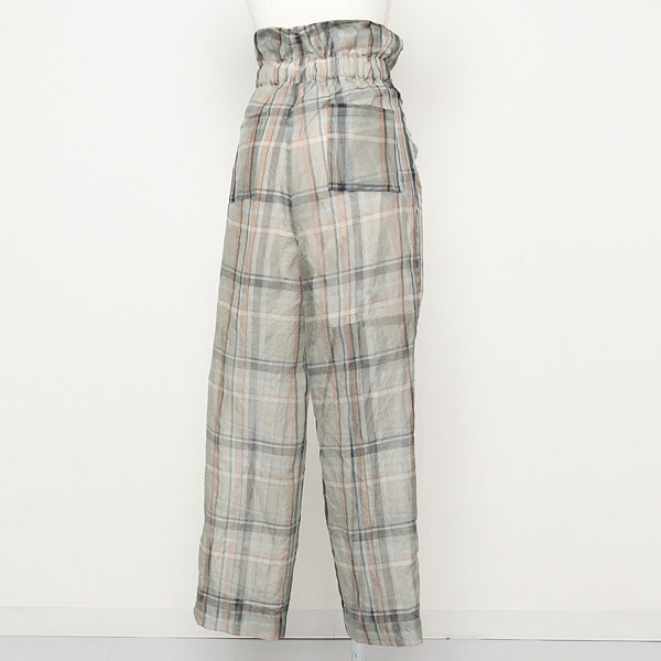 Organdy check skeeve belt pants