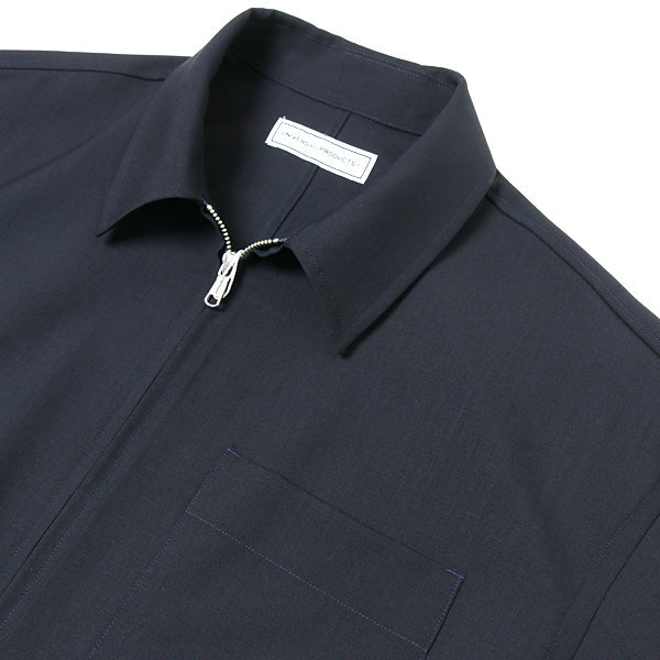 SUMMER WOOL ZIP FRONT S/S SHIRT
