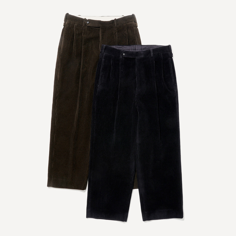 Wool Corduroy Wide Tapered Trousers