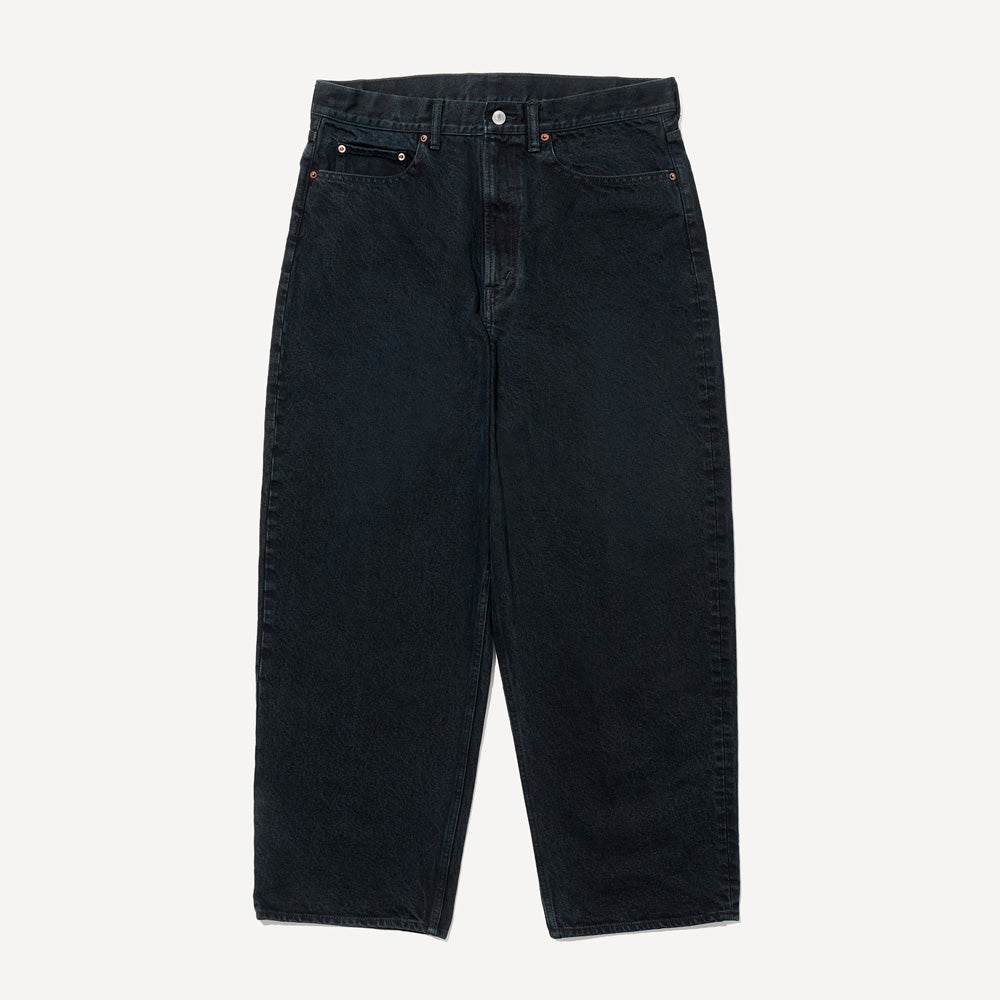 Black Washed Wide Denim Pants