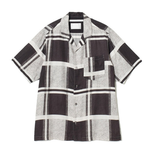 LARGE CHECK PRINTED OPEN COLLAR SHIRT