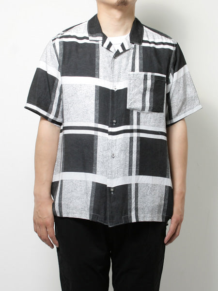 LARGE CHECK PRINTED OPEN COLLAR SHIRT
