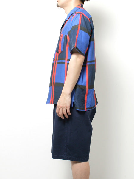 LARGE CHECK PRINTED OPEN COLLAR SHIRT