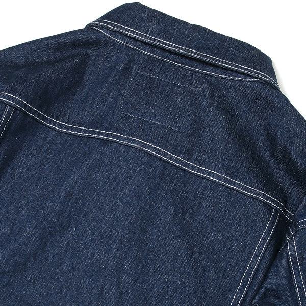 CONTRASTED STITCH BELTED DENIM JACKET