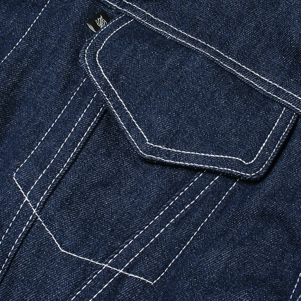 CONTRASTED STITCH BELTED DENIM JACKET