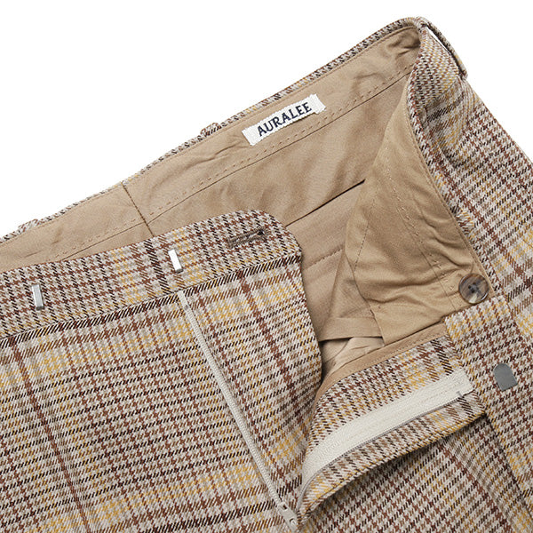 WOOL SERGE CHECK NARROW SLACKS