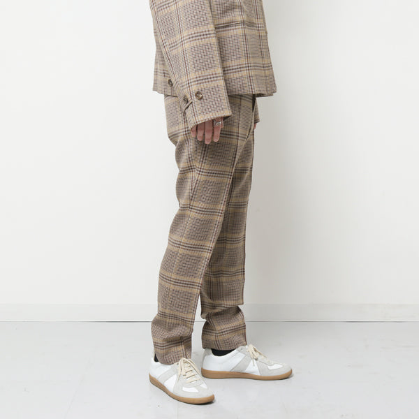 WOOL SERGE CHECK NARROW SLACKS