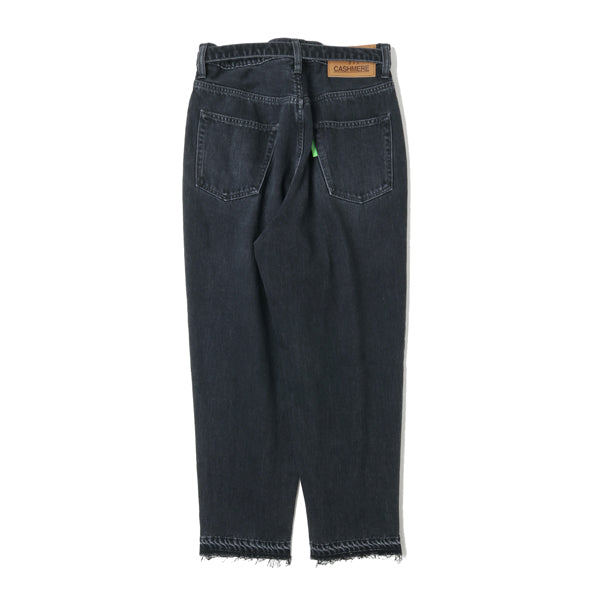 CASHMERE DENIM WIDE TAPERED TROUSERS