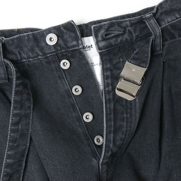 CASHMERE DENIM WIDE TAPERED TROUSERS