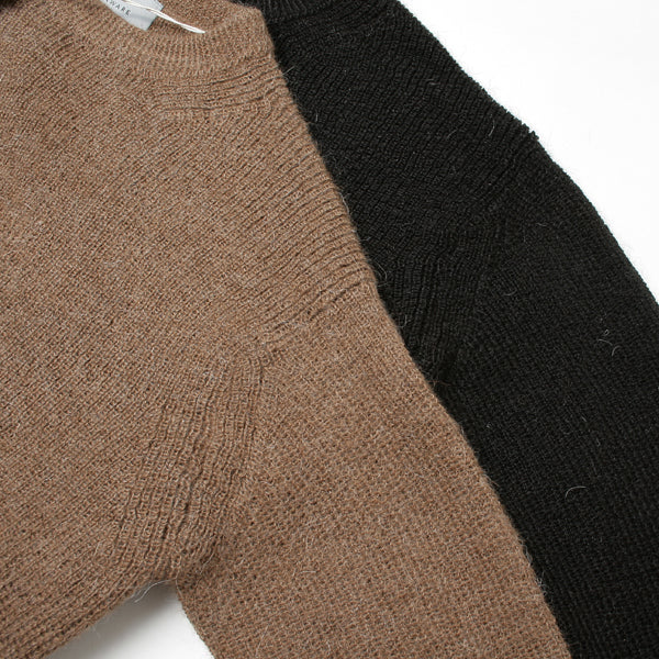 RIB CREWNECK SWEATER NATURAL COLOR FINE ALPACA