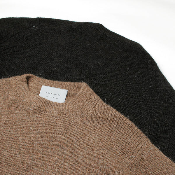 RIB CREWNECK SWEATER NATURAL COLOR FINE ALPACA