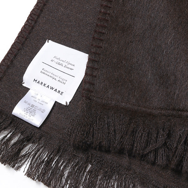 STOLE NATURAL ALPACA W-CLOTH BEAVER