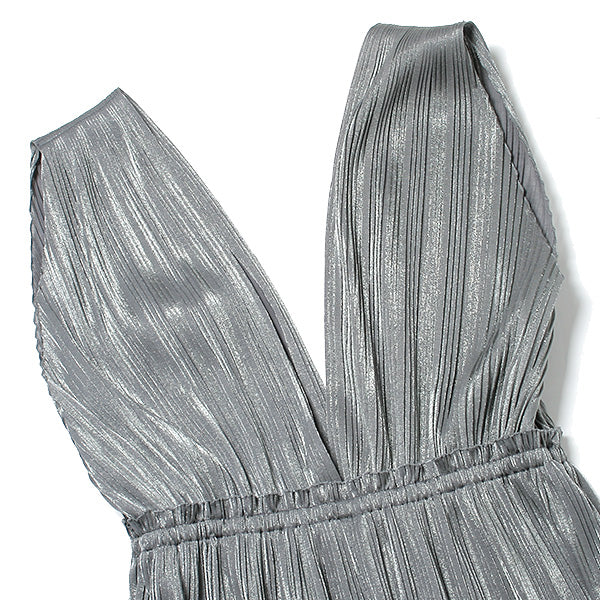 metalic jersey pleats dress