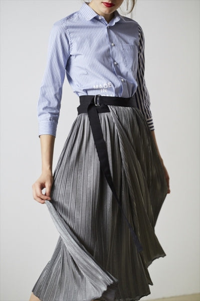 metalic jersey pleats wrap skirt