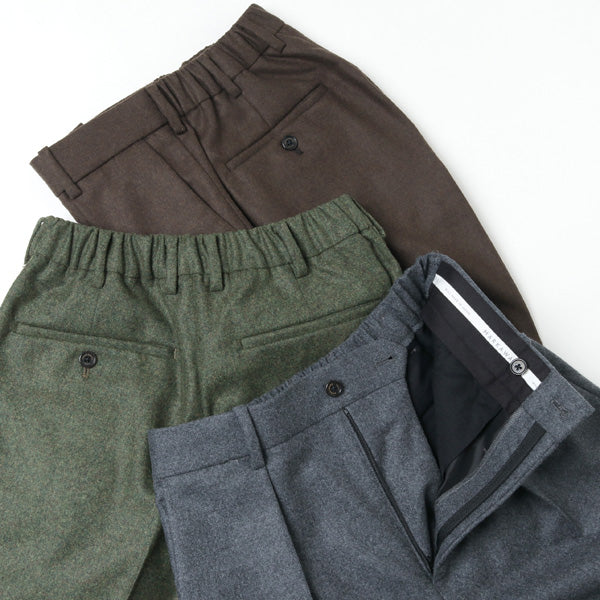 FRONT PLEATS PEGTOP ORGANIC WOOL JAPAN FLANNEL