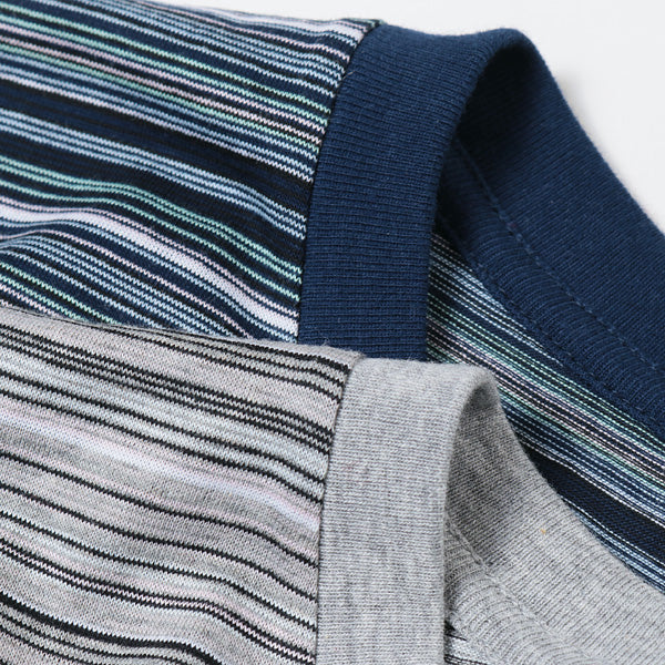 S/S Papillion Emb. Pocket Tee / Multi Stripe
