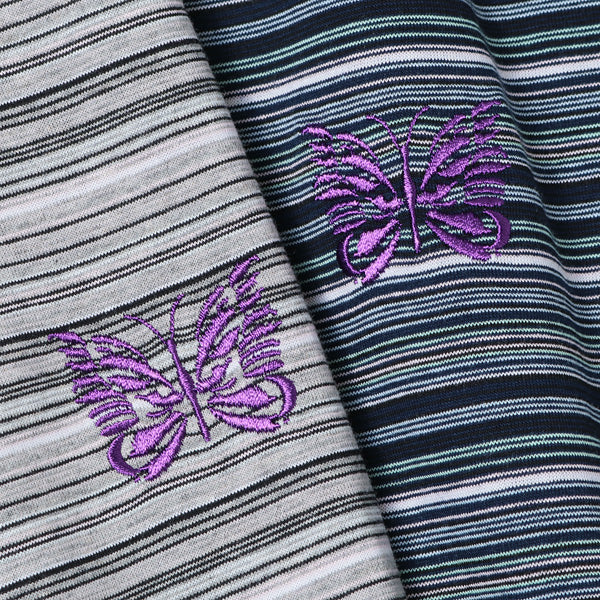 S/S Papillion Emb. Pocket Tee / Multi Stripe