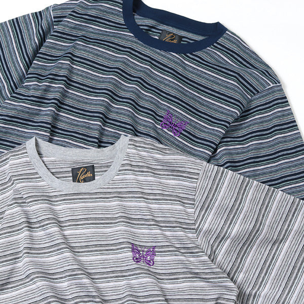 S/S Papillion Emb. Pocket Tee / Multi Stripe