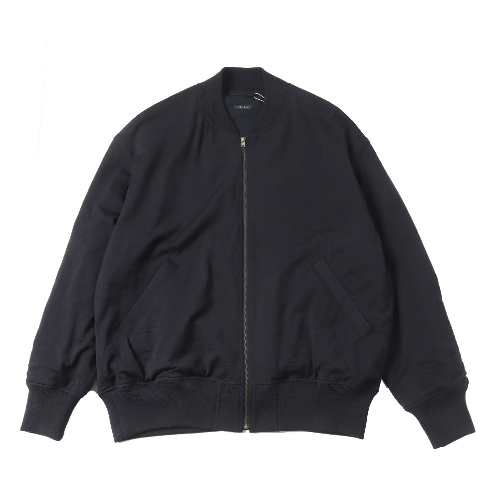 Wool knit zip blouson