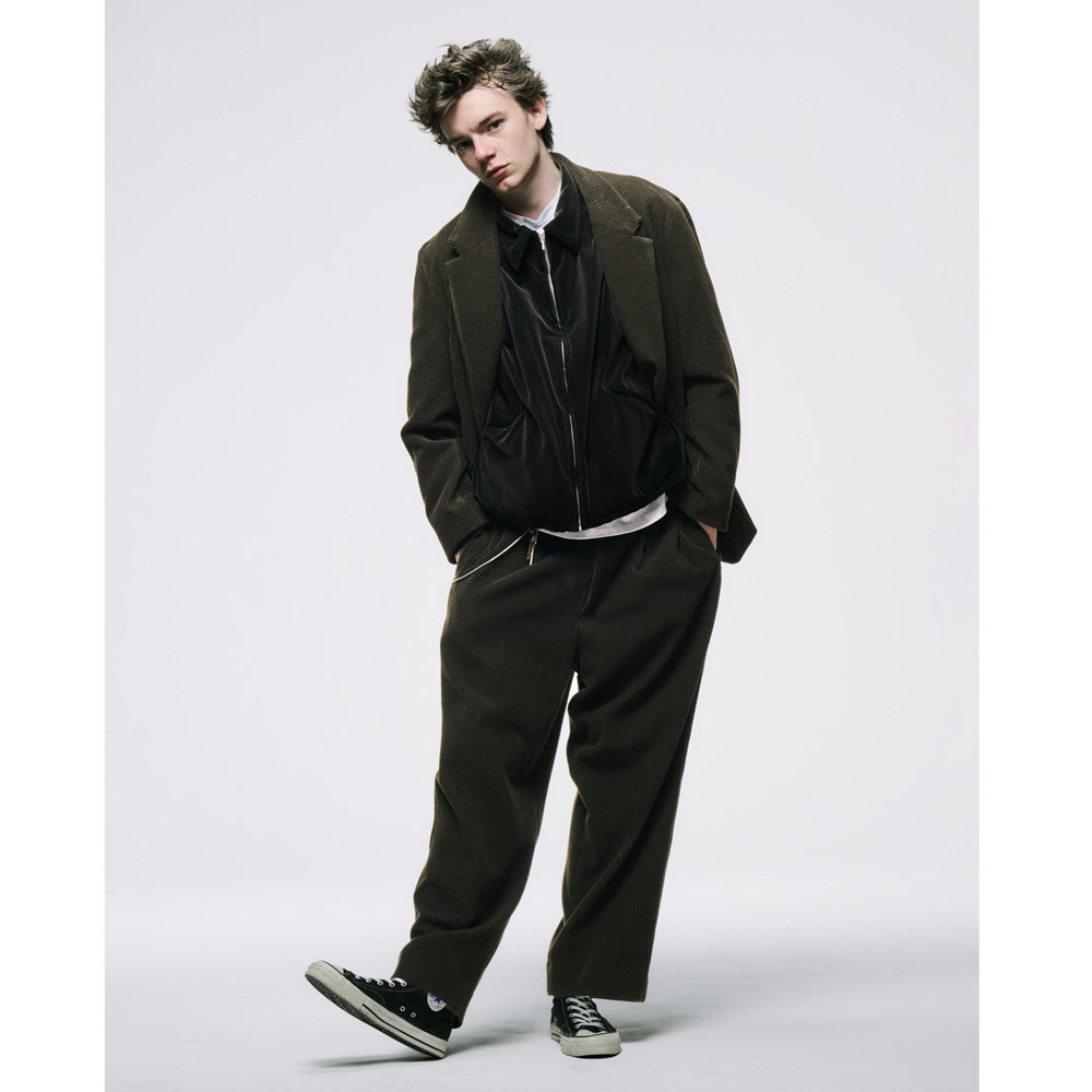 Wool Corduroy Wide Tapered Trousers