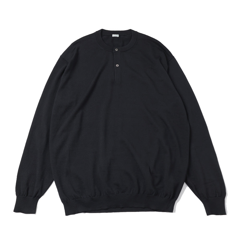 Wool Knit Henley Neck Sweater