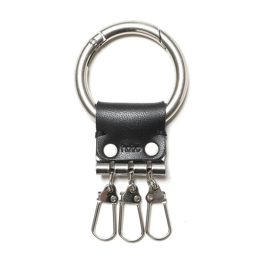 ROUND CARABINER KEY RING with COW LEATHER