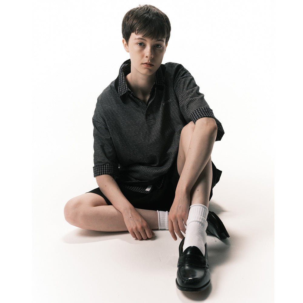 Multi Striped Polo Collar S/S Tee