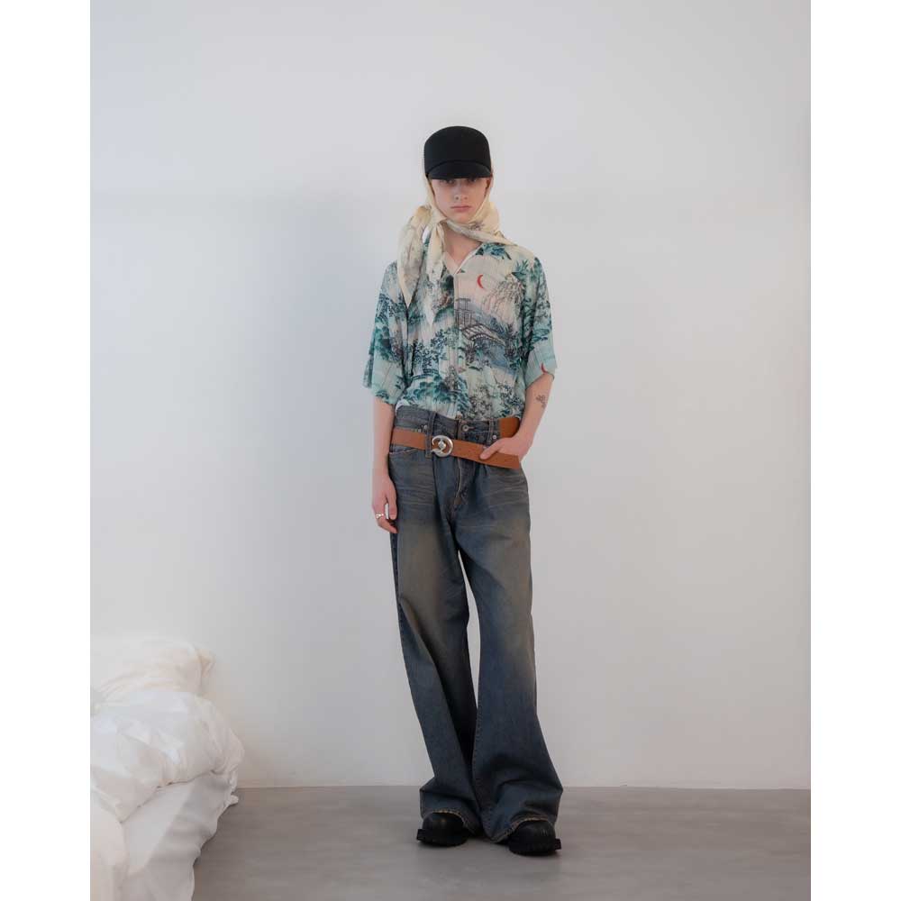 Japanese Pattern Aloha Transfer Print Polo Knit