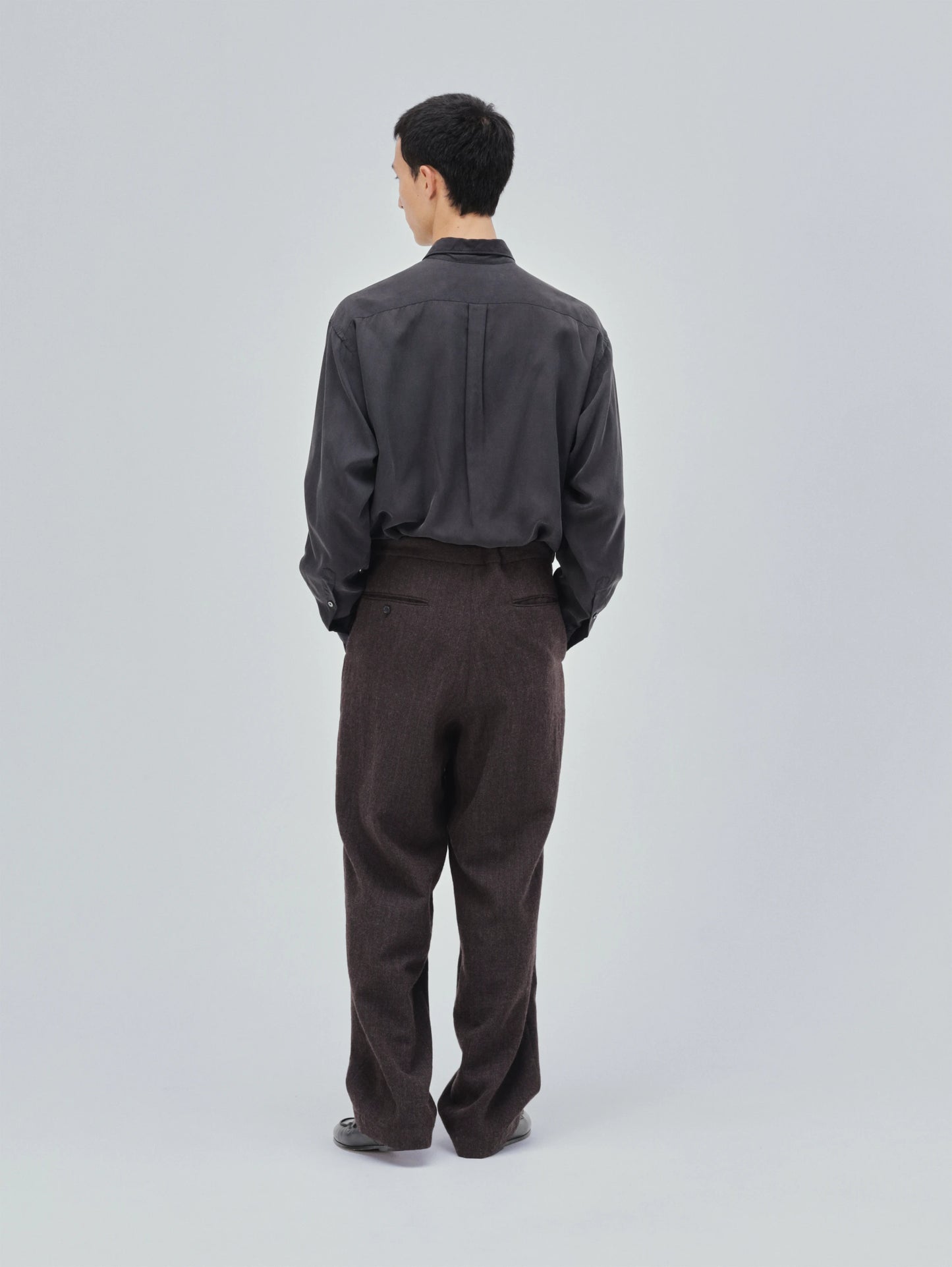 Wool Herringbone Easy Trousers
