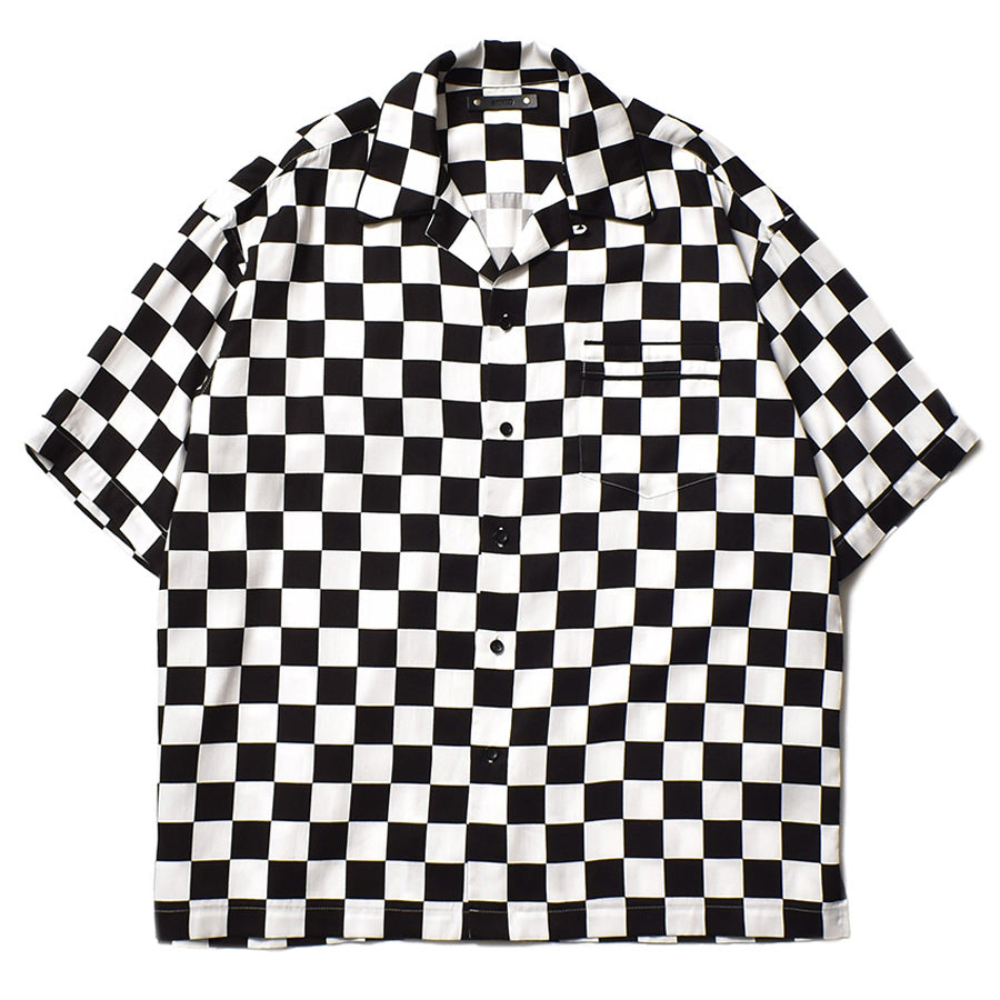 CU.Denim Checker flag S/S Open Collar SH