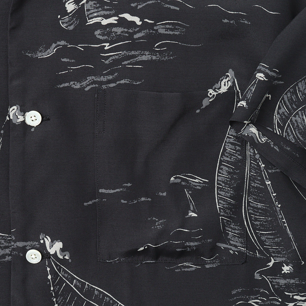 ORIGINAL PRINTED OPEN COLLAR SHIRTS(MARINE) S/S