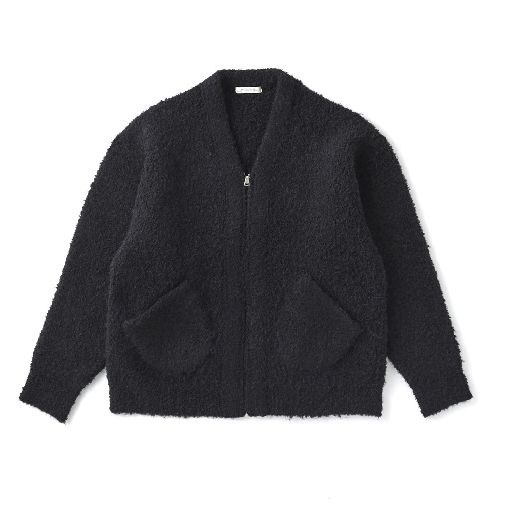 美品☆マカフィー ウールアルパカ 羊革お袖 切り替えレザーブルゾン OLD JOE & CO. (オールドジョー) BOUCLE ALPAKA ZIP CARDIGAN