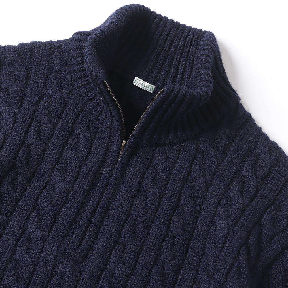 Cashmere Aran Half Zip Sweater