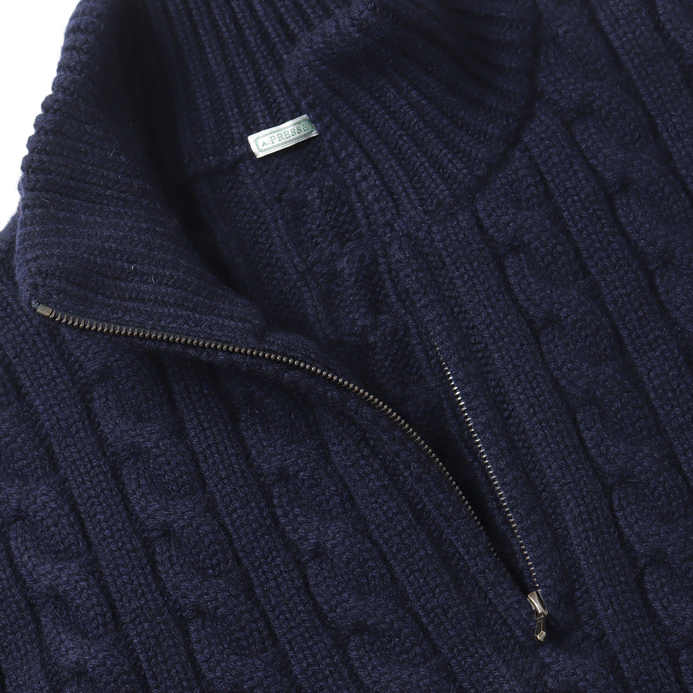 Cashmere Aran Half Zip Sweater