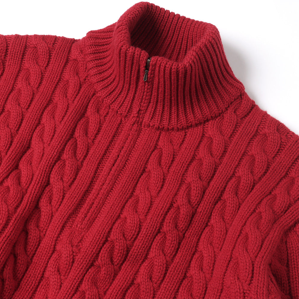 Cashmere Aran Half Zip Sweater