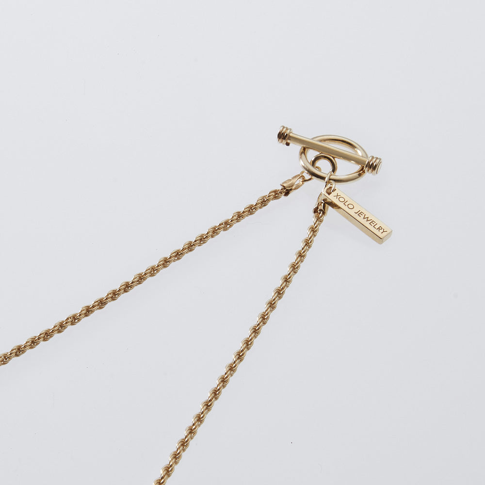 Tiny French Rope Link Necklace -Gold-
