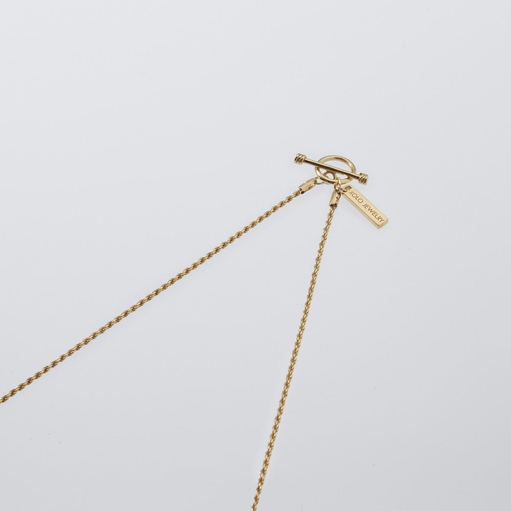 Tiny French Rope Link Necklace -Gold-