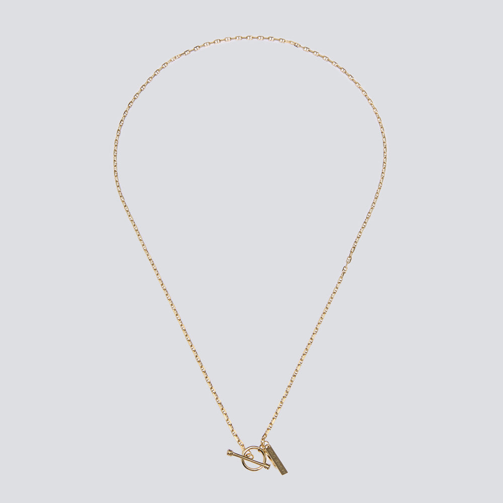 Tiny Solid Anchor Link Necklace -Gold-