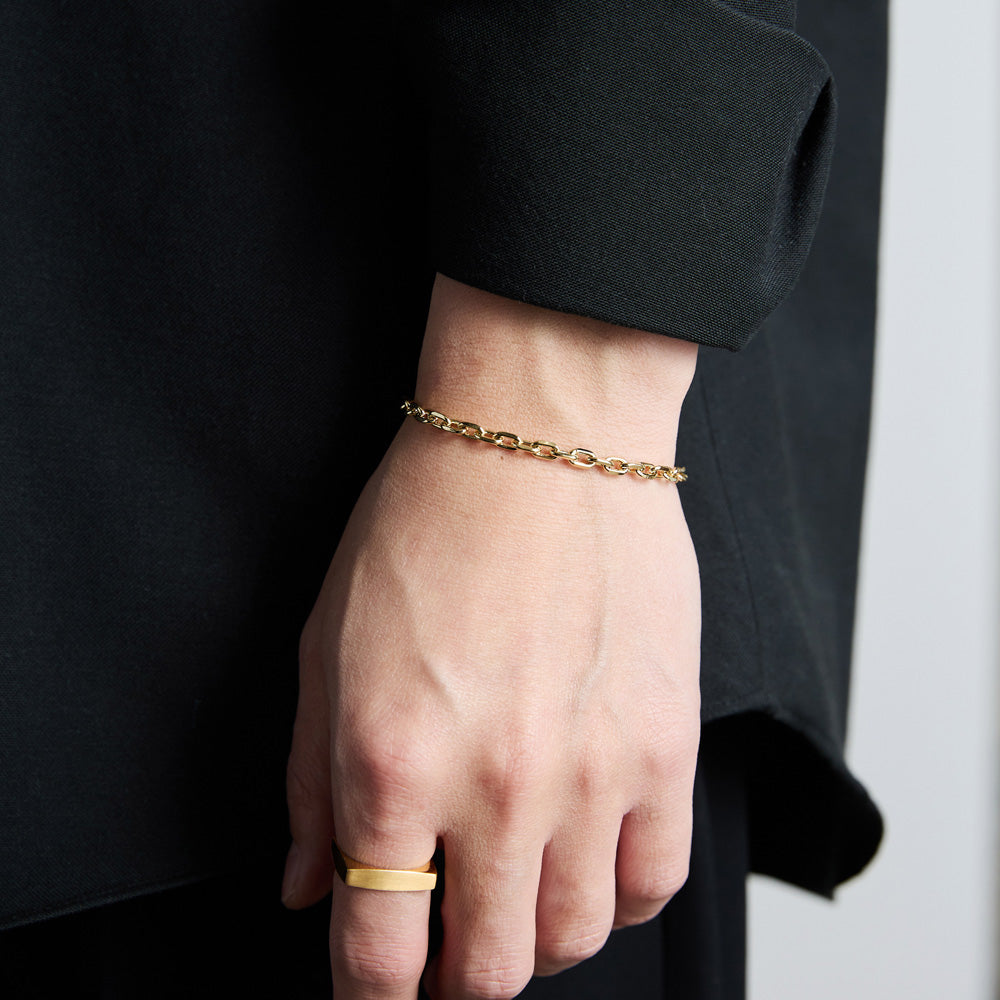 Oval Cut Link Bracelet -4mm- -Gold-