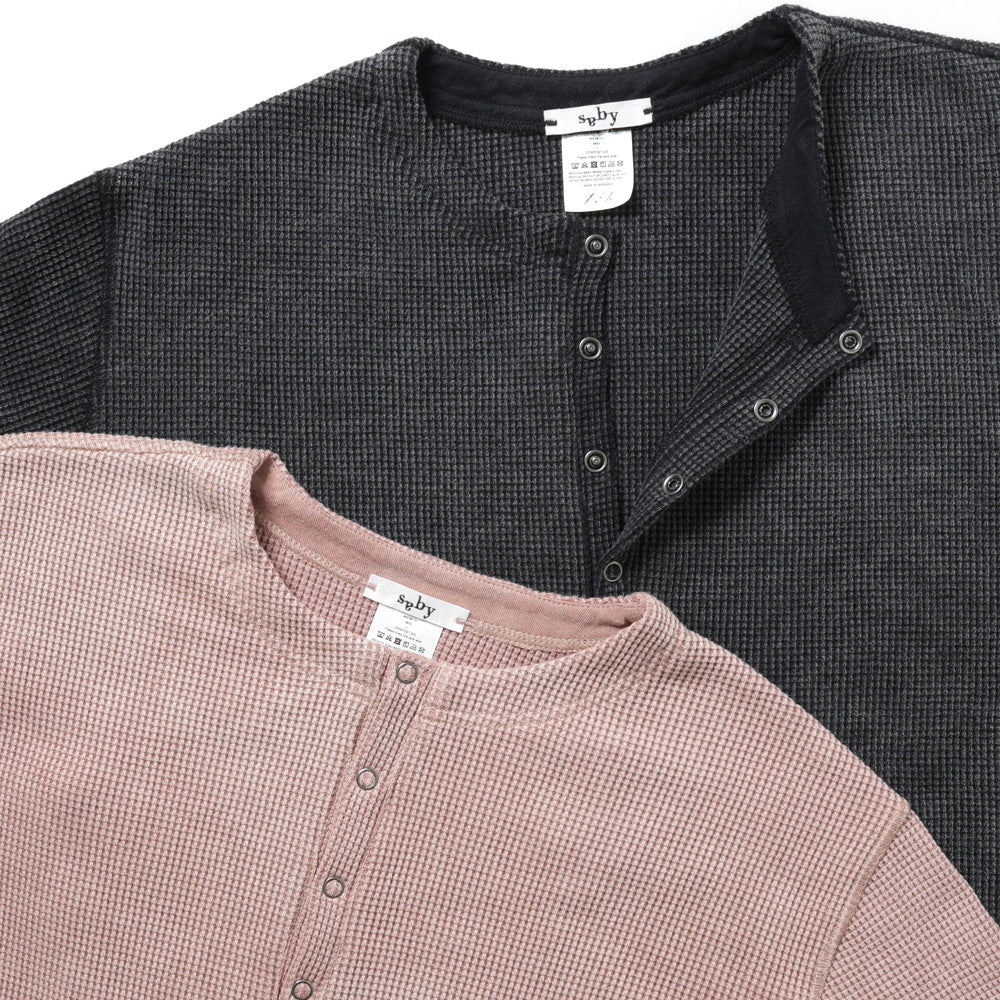 WAFFLE HENRY NECK SHIRTS - Pigment Stone Wash -
