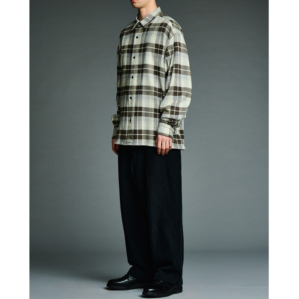 Vintage Cotton Silk Nep Twill Check Shirts (GRAY) 8/22 pre-order