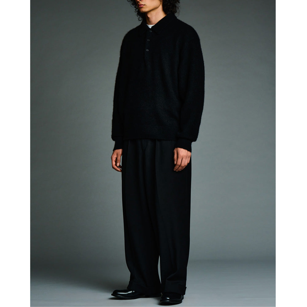 Brushed Cashmere Middle Gauge Polo Collar Sweater