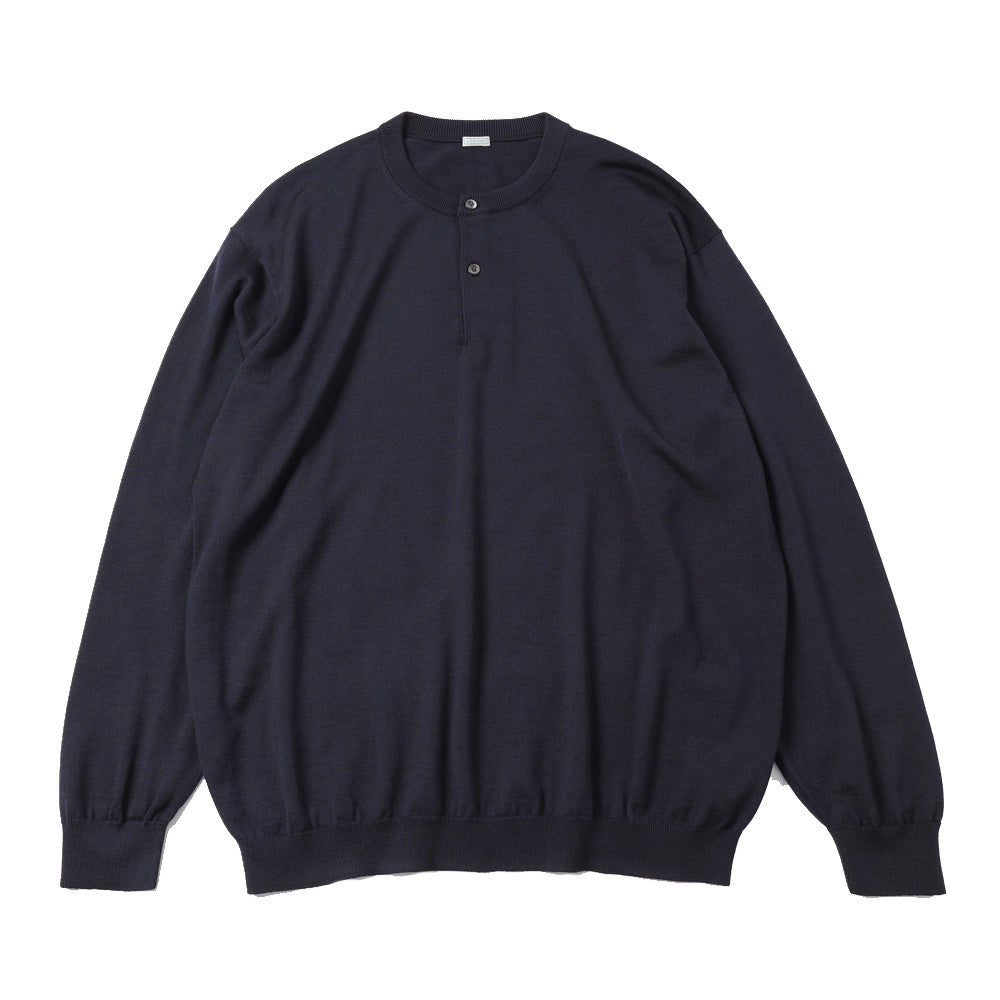 Wool Knit Henley Neck Sweater