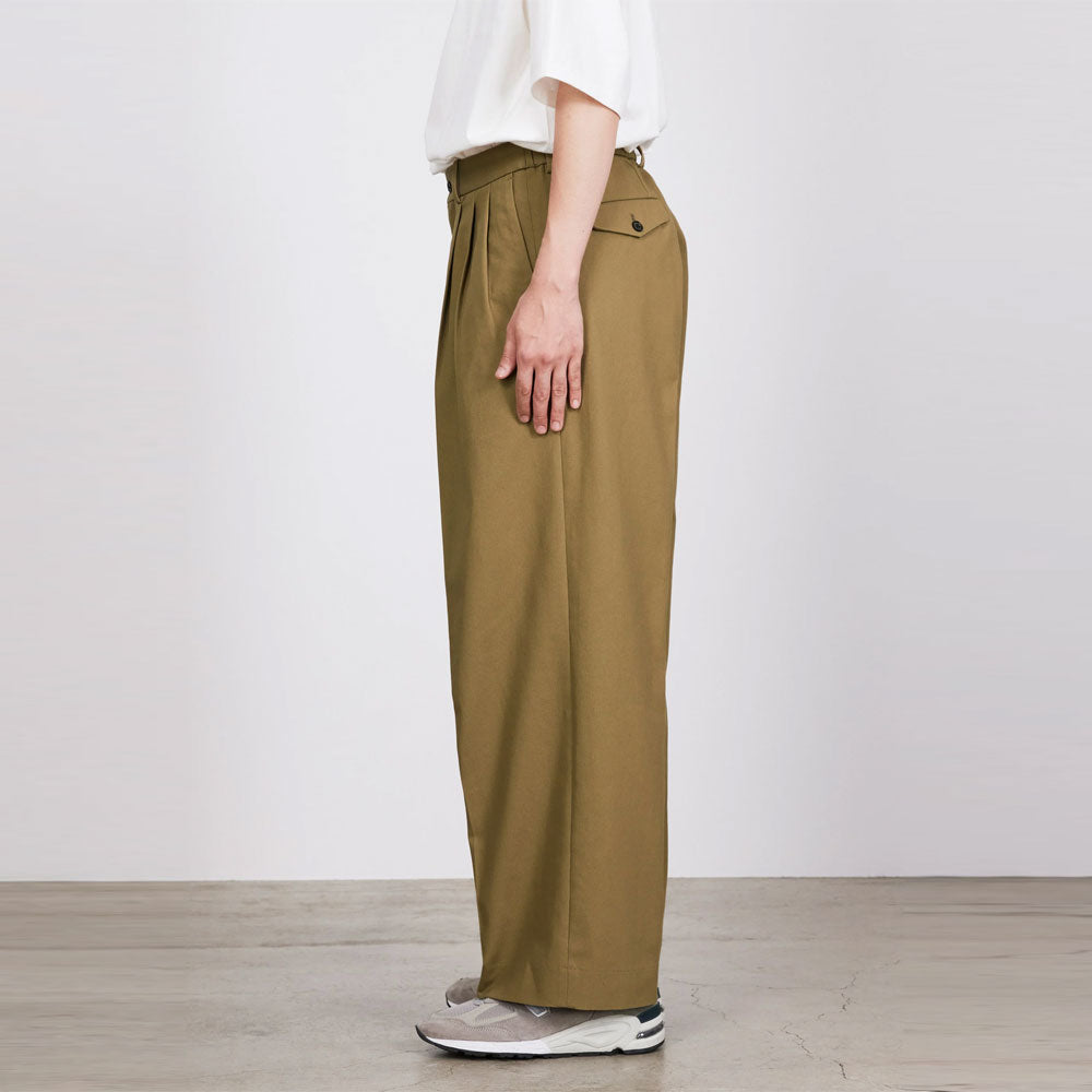 TRIPLE PLEATED WIDE TROUSERS ORGANIC COTTON SURVIVAL CLOTH