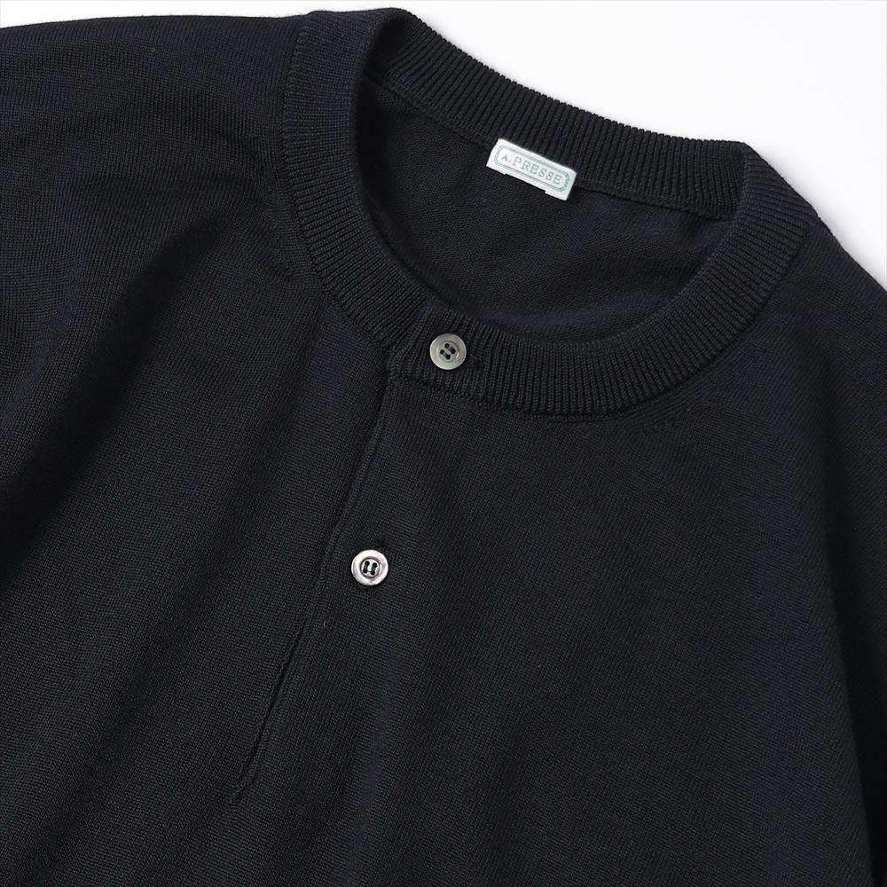 Wool Knit Henley Neck Sweater