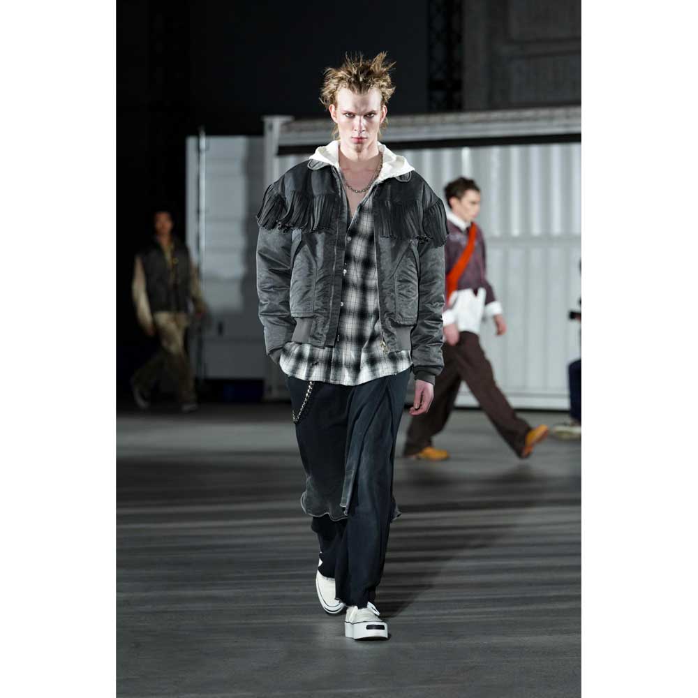 Distressed Hooded Check Shirts (GRAY)