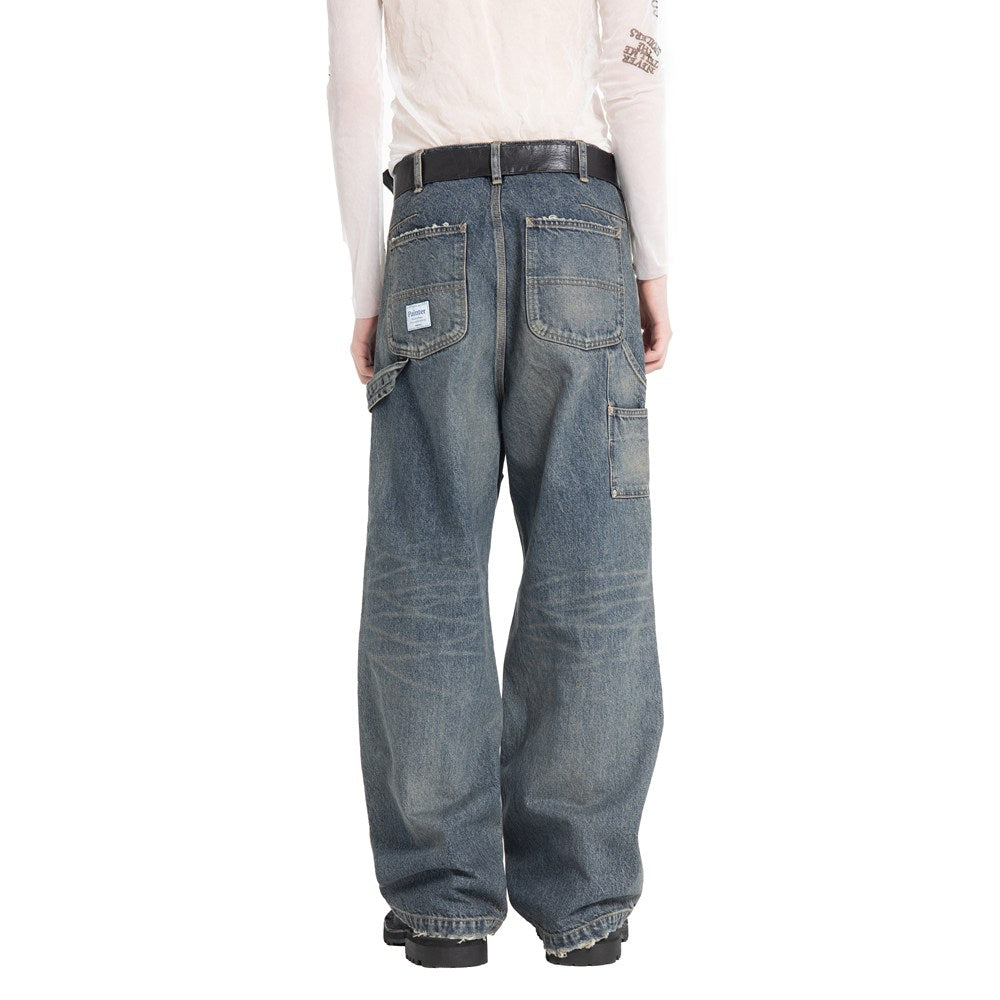 Vintage Washed Painter Denim Wide Pants